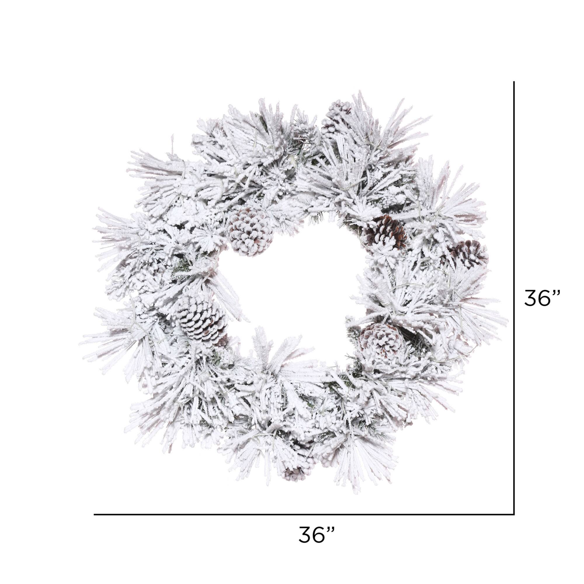 36" Flocked Atka Christmas Wreath